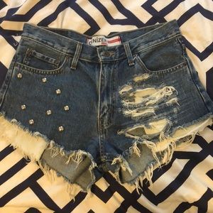 Studded high waisted shorts